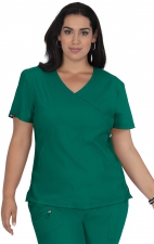 *FINAL SALE 4XL 316 Koi Lite™ Scrubs Philosophy Mock Wrap Side Zipper Top