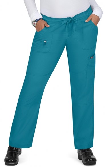 *FINAL SALE TEAL 721P Petite Koi Lite™ Scrubs Peace Drawstring Waist Slim Fit Pant