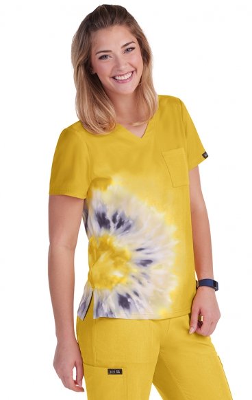 1114PLM koi Basics Lani Tie-Dye Print Top - Heather Mango Splash 1114PLM koi Basics Lani Tie-Dye Print Top - Heather Mango Splash