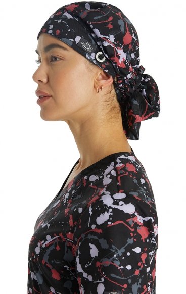 DK514 Dickies Print Bouffant Scrub Cap with Mask Tabs - Drizzle Daze