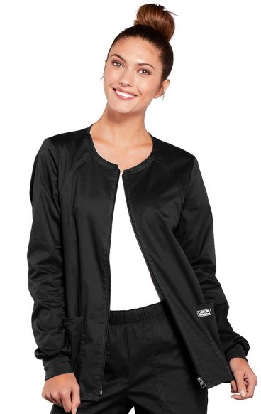 *FINAL SALE M 4315 Workwear Core Stretch Round Neck Zip Front Jacket by Cherokee *FINAL SALE M 4315 Workwear Core Stretch Round Neck Zip Front Jacket by Cherokee