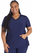 IP845A Inspira Flex Contemporary V-Neck Top with Knit Side Panels