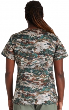 DK617 V-Neck Fitting Print Top by Dickies - Neutral Camo