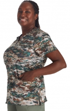 DK617 V-Neck Fitting Print Top by Dickies - Neutral Camo