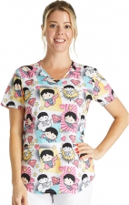 TF737 Tooniforms V-Neck Print Top with Welt Pockets by Cherokee Uniforms - Friend Superman