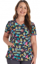 TF614 Tooniforms 3 Pocket V-Neck Print Top by Cherokee Uniforms - Positive Vibe Tribe