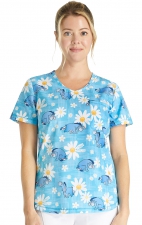 TF786 Tooniforms Round Neck Print Top with Chest Pocket by Cherokee Uniforms - Positive Pessimist