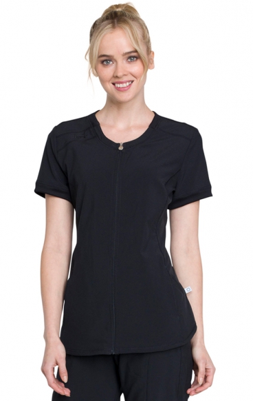 *FINAL SALE M CK810A Zip Front V-Neck Top by Infinity with Certainty® Antimicrobial Technology