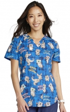 CK652 Cherokee Modern Classic 2 Pocket Print Top - Happy As A Quokka