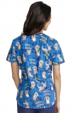 CK652 Cherokee Modern Classic 2 Pocket Print Top - Happy As A Quokka