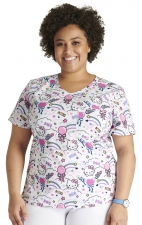 TF786 Tooniforms Round Neck Print Top with Chest Pocket by Cherokee Uniforms - Yummy Sweet