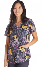 TF737 Tooniforms V-Neck Print Top with Welt Pockets by Cherokee Uniforms - Through the Jungle