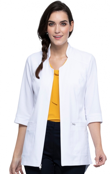 *FINAL SALE WHITE CK952A Zip Front Tunic by Infinity with Certainty® Antimicrobial Technology