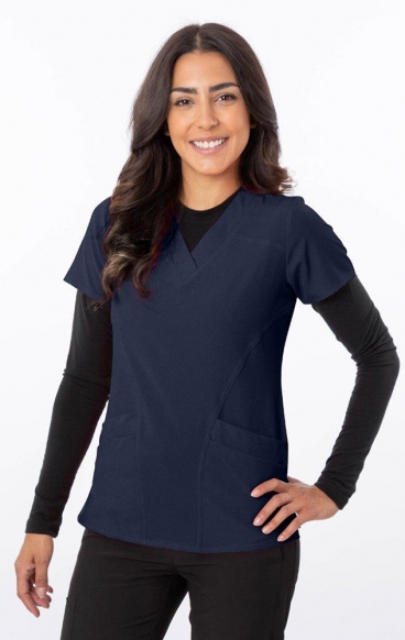 *FINAL SALE S 18-1060 Zinnia Stretch Double Pocket Scrub Top by Greentown