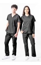 Unisex Classic Scrub Set Elastic Waist by Greentown - Black