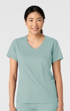 6251 Boundless Curved V-Neck Top with 3 Pockets by WINK