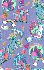 CK664 Cherokee Genuine Chest Pocket Print Top - Awesome Axolotls