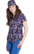 CK664 Cherokee Genuine Chest Pocket Print Top - Crazy For Confetti