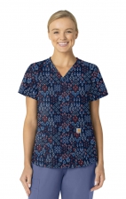 C13414 Carhartt 4 Pocket V-Neck Print Top - Diamond Clusters