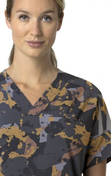 C13314 Carhartt Force Cross-Flex Oversize V-Neck Print Top - Painter's Camo