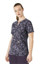 C13214 Carhartt Force Cross-Flex Notch Neck Print Top - Shadow Blossoms