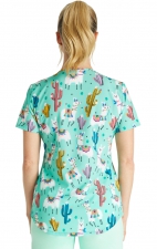 CK637 Cherokee V-Neck 2 Pocket Print Top - Desert Llama