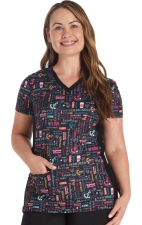 CK793 Cherokee Genuine Chest Pocket Print Top - Nurse Power