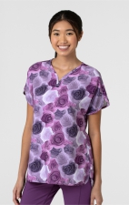 6267 WINK Dolman Y-Neck Print Scrub Top - Grace Bouquet