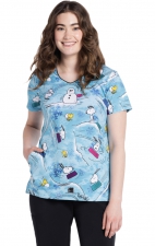 TF626 Tooniforms Modern Classic Fit 2 Pocket Print Top by Cherokee Uniforms - Sledding Snoopy