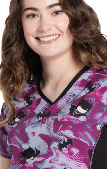 TF783 Tooniforms Fitted V-Neck Print Top with Contrast Details by Cherokee Uniforms - Dark Wave TF783 Tooniforms Fitted V-Neck Print Top with Contrast Details by Cherokee Uniforms - Dark Wave