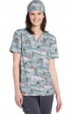 TF728 Tooniforms Unisex Print 2 Pocket V-Neck Top by Cherokee Uniforms - Grouchy Pants