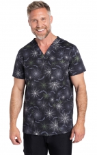 CK691 Unisex 4 Pocket Print Top by Cherokee - Night Webs