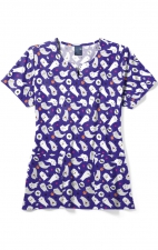 Z16213 Zoe + Chloe Notch Neck Print Scrub Tops - Purr-anormal Cativity