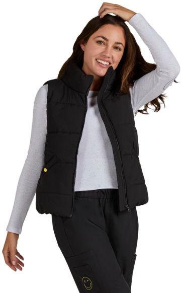 S400 Smiley World Delighted Cropped Puffer Vest by koi S400 Smiley World Delighted Cropped Puffer Vest by koi