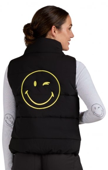 S400 Smiley World Delighted Cropped Puffer Vest by koi