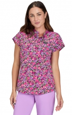 1093PR koi Basics Ari Split Neck Print Top - Field of Posies