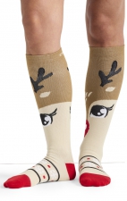 Print Support Deer Santa Women's Graduated Medium Support Compression Socks by Cherokee