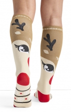 Print Support Deer Santa Women's Graduated Medium Support Compression Socks by Cherokee