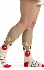 Print Support Deer Santa Women's Graduated Medium Support Compression Socks by Cherokee