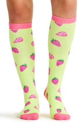 Print Support Strawberry Patch Women's Graduated Medium Support Compression Socks by Cherokee