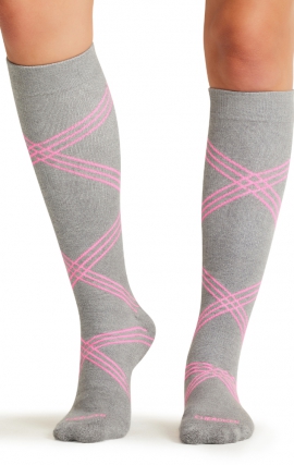 LX Support Twisted Shocking Pink Unisex Medium Compression Knee High Socks with Arch Support by Cherokee