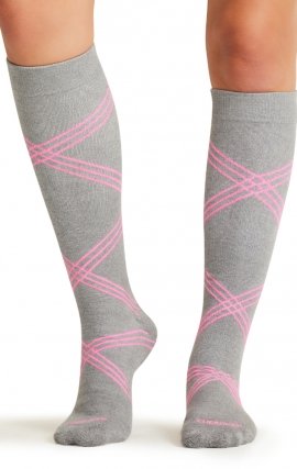 LX Support Twisted Shocking Pink Unisex Medium Compression Knee High Socks with Arch Support by Cherokee