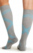 LX Support Twisted Turquoise Unisex Medium Compression Knee High Socks with Arch Support by Cherokee