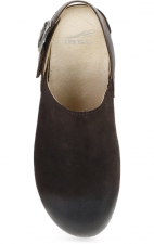 Merrin Chocolate Burnished Suede Strap Back Stapled Mule for Women by Dansko 