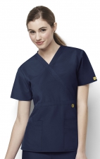 6056 Wonderwink Golf Mock Wrap Scrub Top - Navy