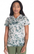 DK667 Dickies 4 Pocket V-Neck Print Top - Nature Trail