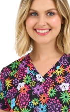 1054 Zavaté Ava Therese Audrey Print Scrub Top - Electric Hues