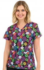 1054 Zavaté Ava Therese Audrey Print Scrub Top - Electric Hues