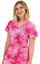 1054 Zavaté Ava Therese Audrey Print Scrub Top - Frogtastic