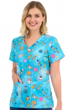 1054 Zavaté Ava Therese Audrey Print Scrub Top - Galactic Pups